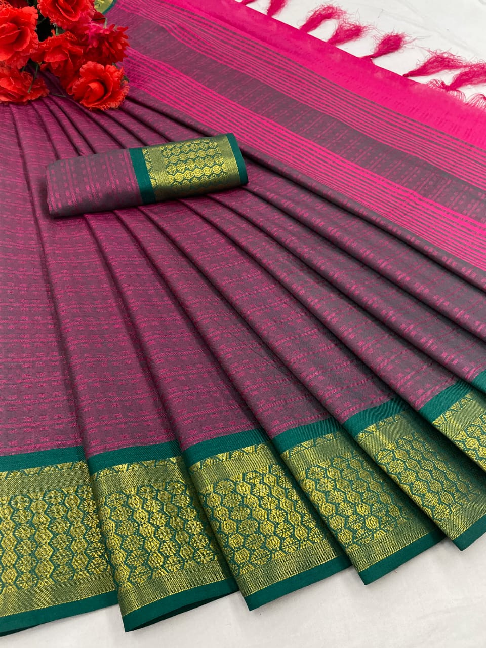 Rohini Soft Cotton Silk Saree with Contrast Jacquard Border Saree Catalog